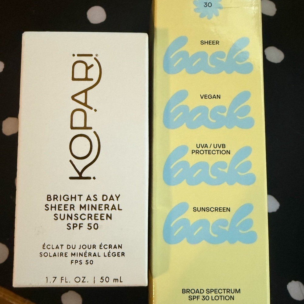 Kopari sheer mineral SPF 50 and Bask sheer SPF 30 duo NIB